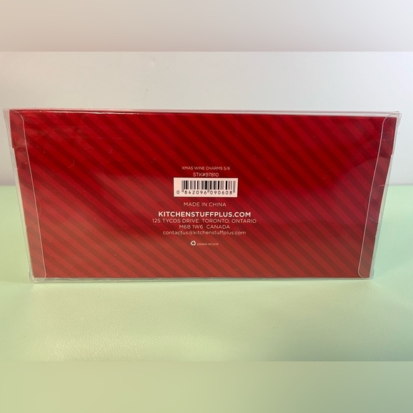 Kitchen Stuff Plus Holiday Christmas Set of 6 Dangle Wine Charm,Glass Identifier - Picture 2 of 2